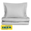 Пододеяльник 1,5-сп., наволочка с ушками ПЕРСЕЯ (ИКЕА ПЕРСИЯ) 150x200/50x70, светло-серый однотонный, сатин, лиоцелл KL-77738947
