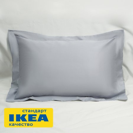 Наволочка ПЕРСЕЯ (ИКЕА ПЕРСИЯ) 50x70 с ушками, светло-серый однотонный, сатин KL-25369874. Интернет магазин Гранд Багаж 