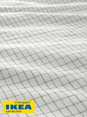 Пододеяльник 1,5-сп., наволочка АКЕРФИББИ (ИКЕА ÅKERFIBBLA) 150x200/50x70, белый/клетка, лён KL-90520341. Интернет магазин Гранд Багаж 