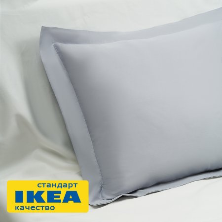 Наволочка ПЕРСЕЯ (ИКЕА ПЕРСИЯ) 50x70 с ушками, светло-серый однотонный, сатин KL-25369874. Интернет магазин Гранд Багаж 