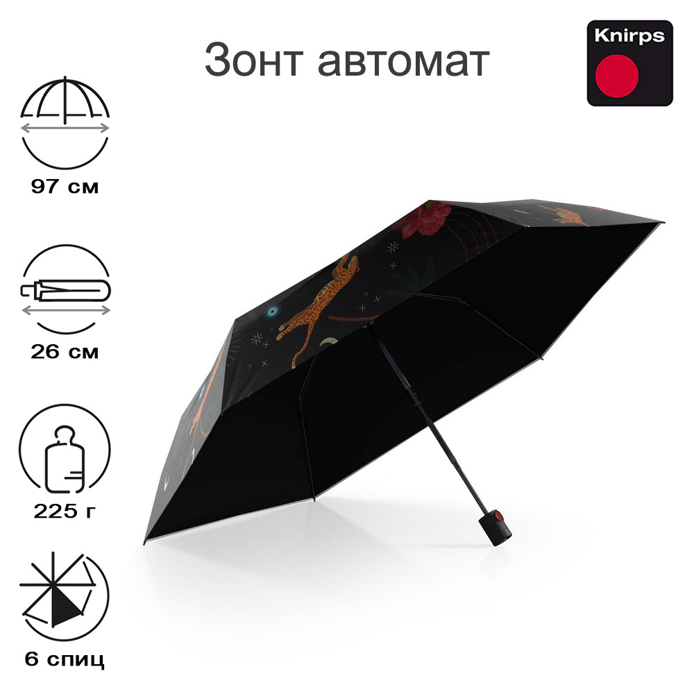 Зонт Knirps автомат U.200 Ultra Light Duomatic GUARDIAN BLACK WITH HEATSHIELD 95 2200 88752