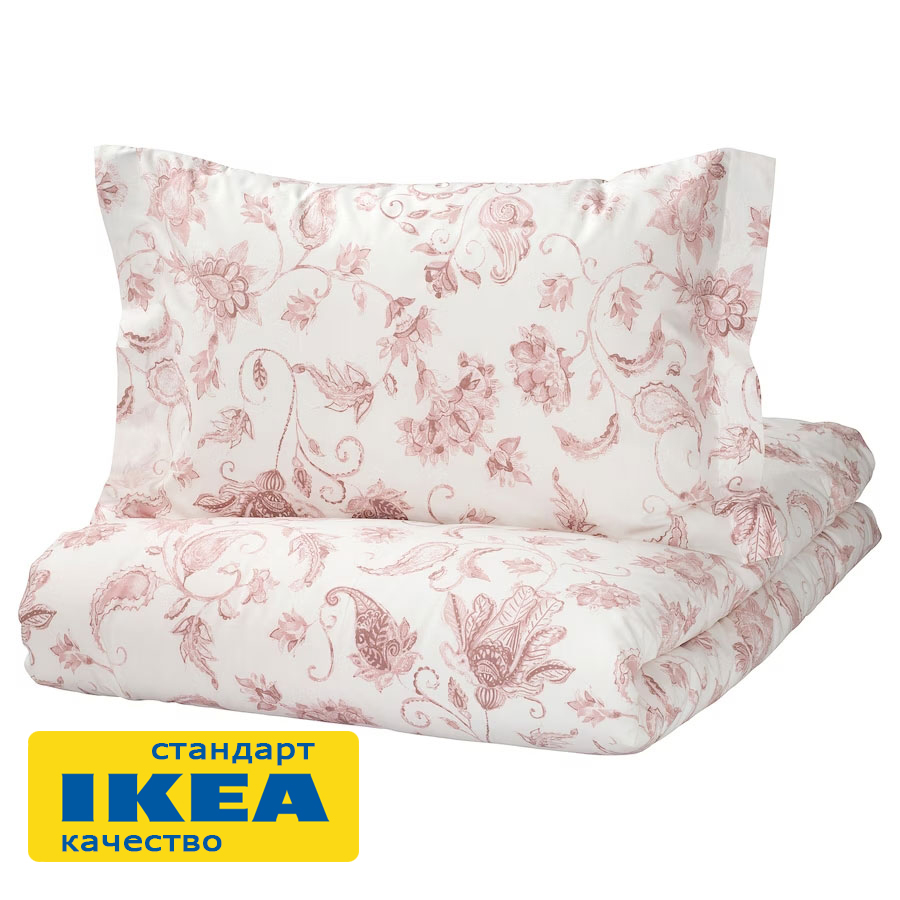 Пододеяльник 2-сп., 2 наволочки БЛОМА (ИКЕА КЮССБЛОММА) 200x200/50x70, цветочный орнамент/в полоску, бязь KL-10534926 Пододеяльник 2-сп., 2 наволочки БЛОМА (ИКЕА КЮССБЛОММА) 200x200/50x70, цветочный орнамент/в полоску, бязь KL-10534926