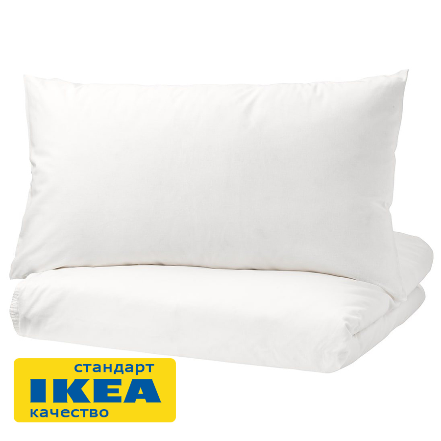 Пододеяльник 1,5-сп., наволочка УЛЬВИДОРО (ИКЕА УЛЛЬВИДЕ) 150x200/50x70, белый, поплин KL-10351180