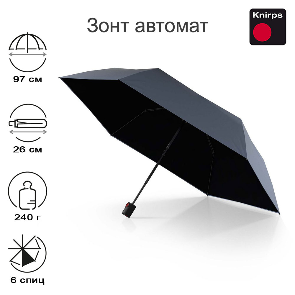Зонт Knirps автомат U.200 ultra light duomatic HARBOR WITH BLACK HEAT SHIELD 95 2200 89203