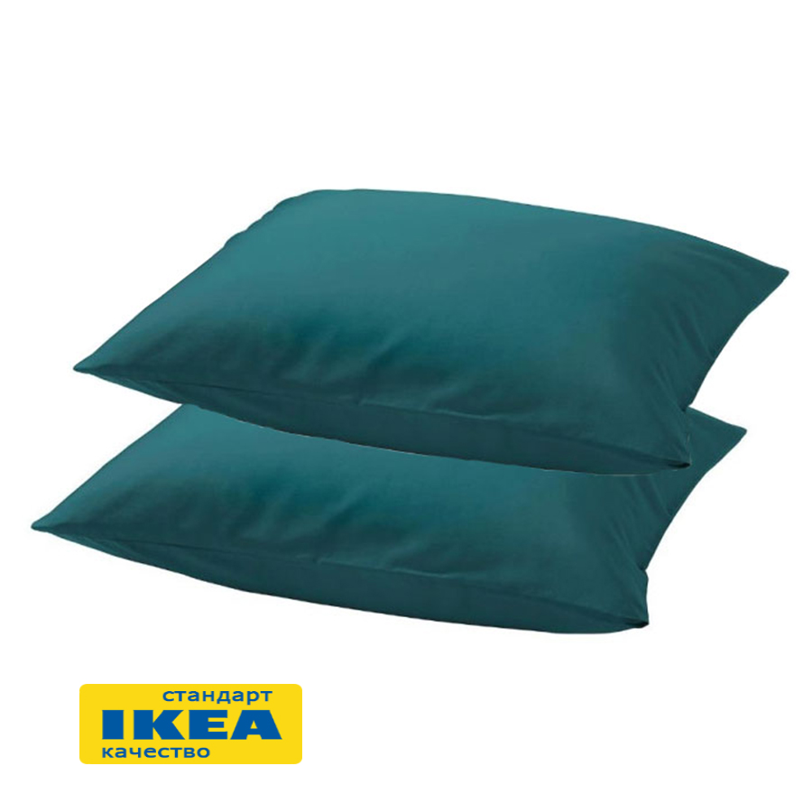Наволочки 2 шт ЛЮТЕСМИО (ИКЕА ЛЮКТЭСМИН) 50x70, темно-зеленый, сатин, лиоцел KL-30433686