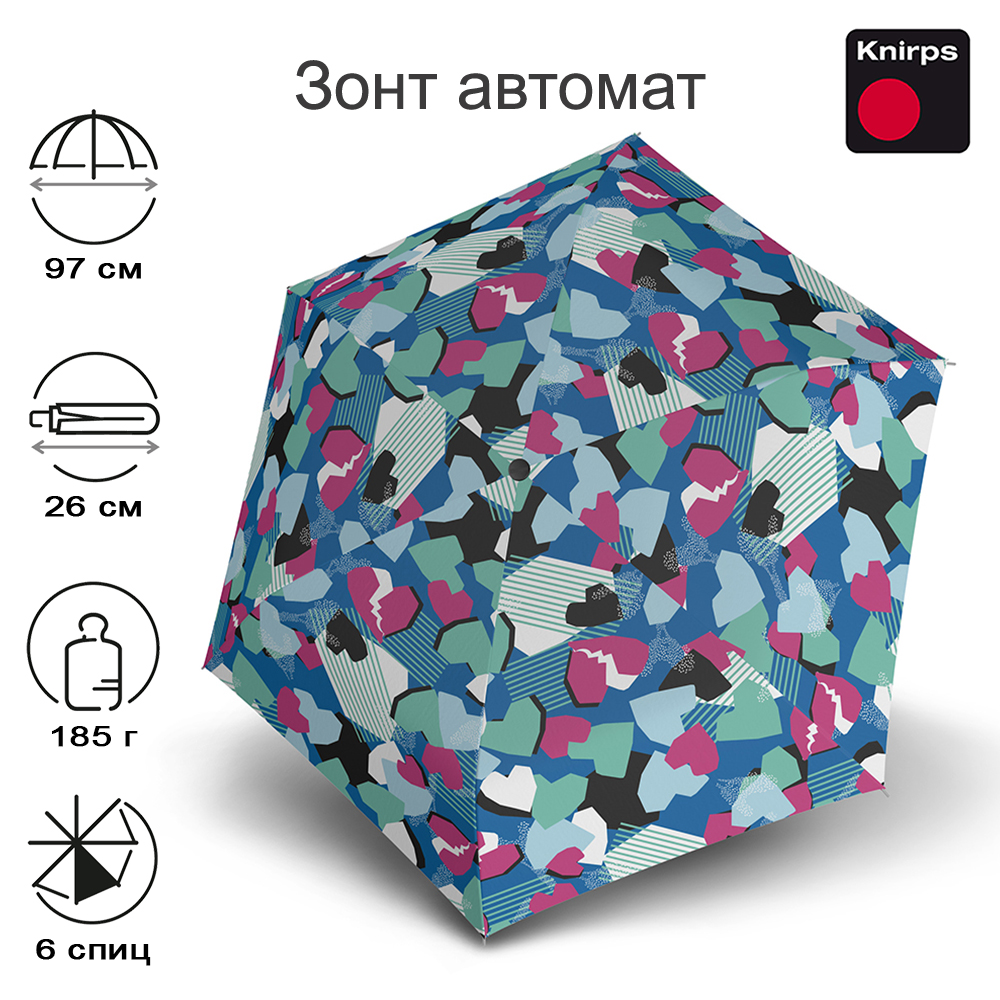 Зонт Knirps автомат U.200 Ultra Light Medium Duomatic HEARTBREAK 95 2200 8813