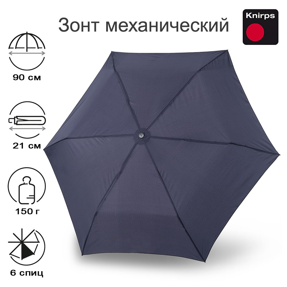 Зонт Knirps механический US.050 Ultra Light Slim Manual NAVY WITH BLACK COATING 95 0050 12012