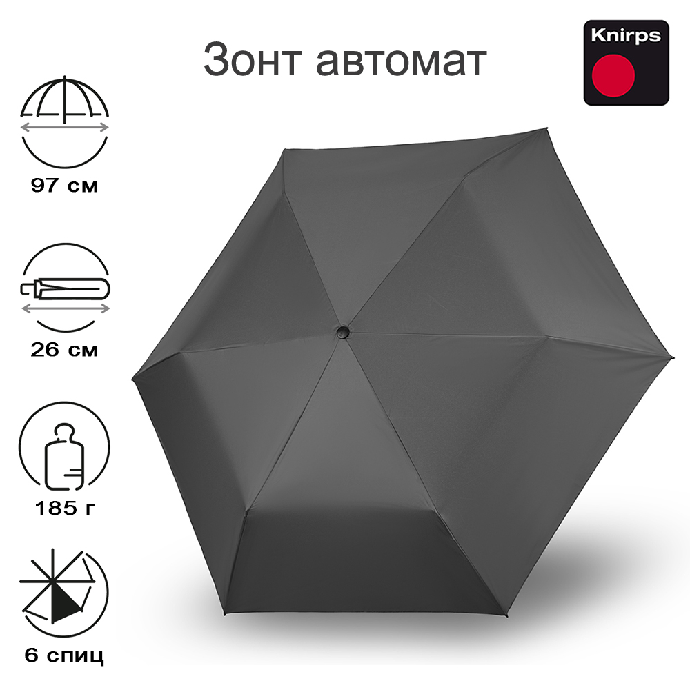 Зонт Knirps автомат U.200 Ultra Light Medium Duomatic DARK GREY 95 2200 0801