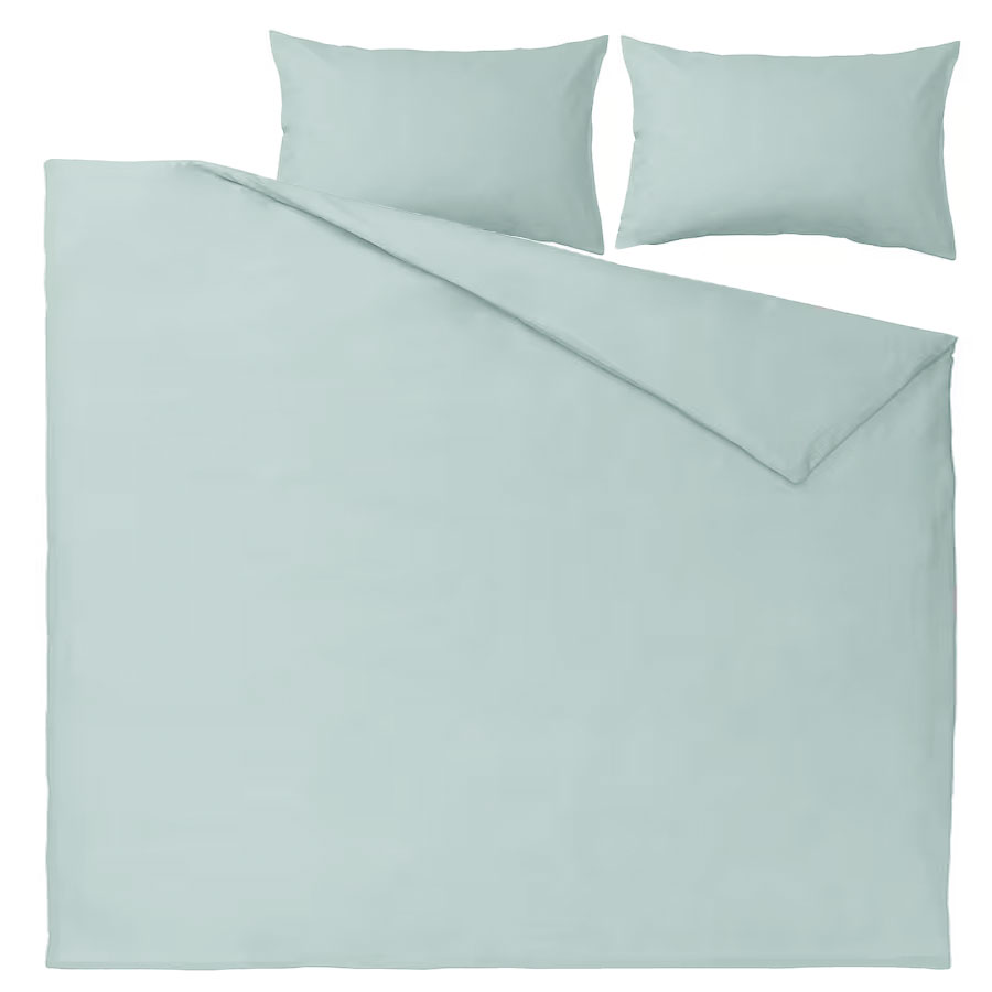 Пододеяльник 2-сп., 2 наволочки ПЛАТАН (ИКЕА ПЛАТТМАЛ) 200x200/50x70, мятный, сатин KL-30519764