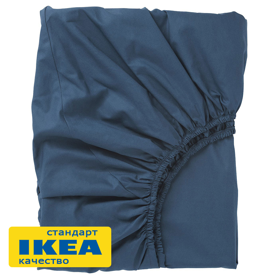 Простыня на резинке УЛЬВИДОРО (ИКЕА УЛЛЬВИДЕ) 90x200, темно-синий, поплин KL-50351156