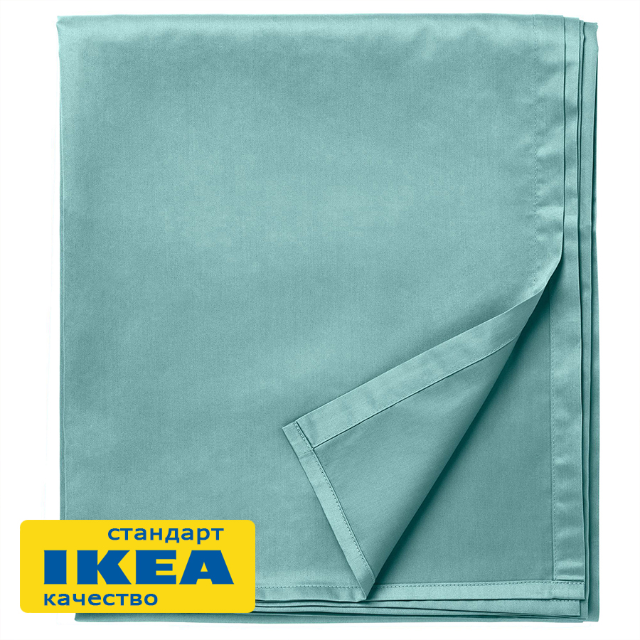 Простыня прямая НАТЕСМИО (ИКЕА НАТТЭСМИН) 150x260, серо-бирюзовый, сатин, лиоцелл KL-62358956