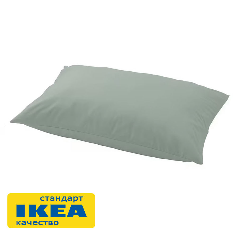 Наволочка АСЕЛИЯ (ИКЕА NÄSSELKLOCKA) 50x70, серо-зеленый / однотонный, сатин KL-70556579