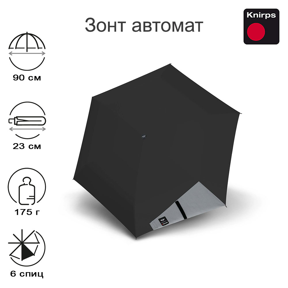 Зонт Knirps автомат MINI Duomatic REFLECTIVE BLACK 95 8100 7156