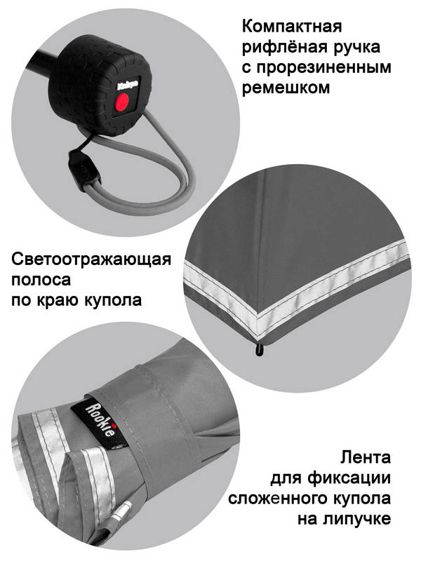 Особенность детских зонтов Knirps Rookie: светоотражающая полоса по краю купола
