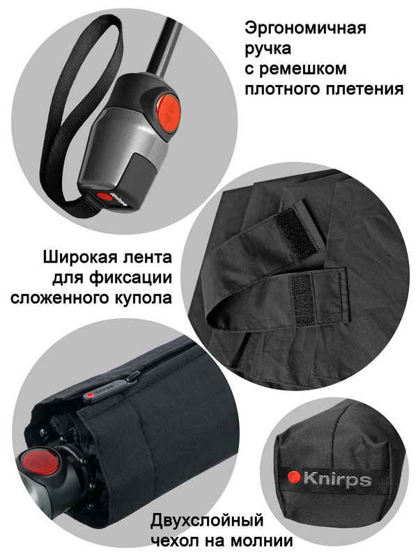 Как отличить оригинальный зонт Knirps. Места брендирования зонтов коллекции T.200: лента, чехол, ручка