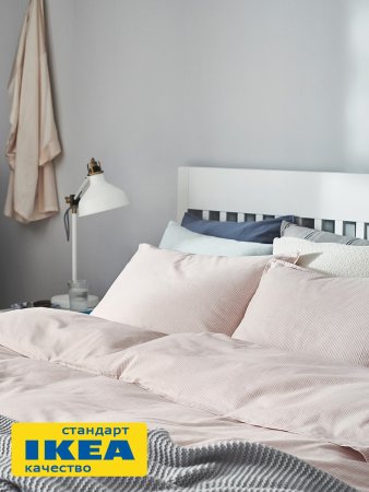 Еврокомплект постельного белья из 100% хлопка ViGrand ПАЛЬМЕ (аналог IKEA БЕРГПАЛМ) 200x200/50x70. Светло-розовый. Интернет магазин Гранд Багаж 