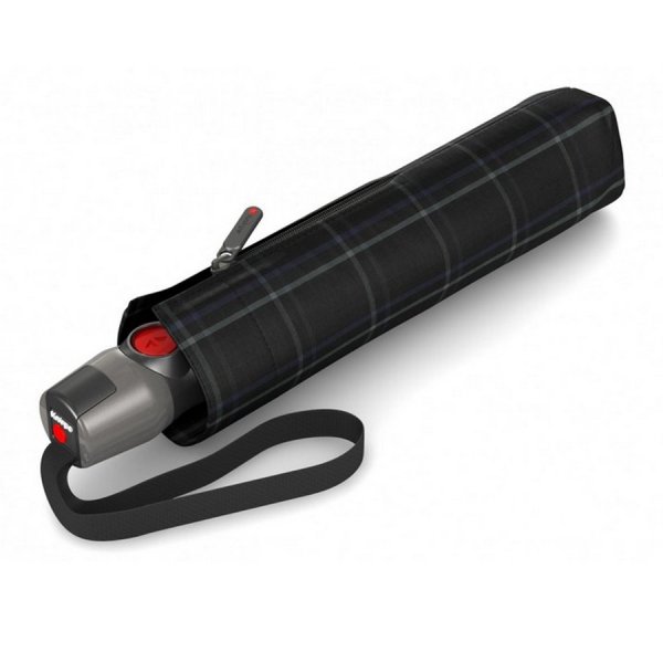 Зонт Knirps автомат T.200 Medium Duomatic CHECK BLACK & BLUE 95 3201 5570-uc. Интернет магазин Гранд Багаж 