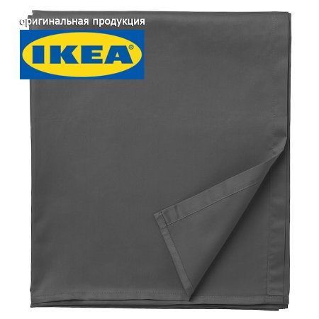 Простыня прямая IKEA НАТТЭСМИН 150х260, темно-серый, сатин, лиоцелл IK-30442718