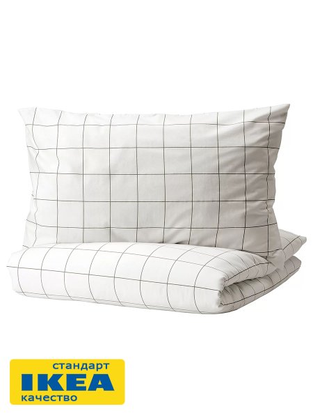 Пододеяльник 2-сп., 2 наволочки ВИТКЛЕВЕР (ИКЕА VITKLÖVER) 200x200/50x70, белый/серый KL-10565896
