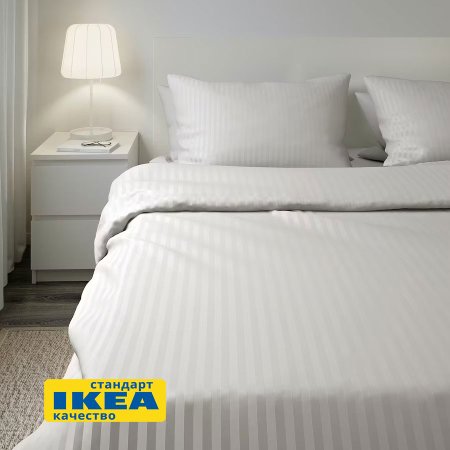 Простыня на резинке140x200, белая из страйп-сатина ViGrand НАТЕСМИО