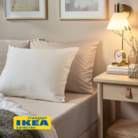 Простыня на резинке НАТЕСМИО (ИКЕА НАТТЭСМИН) 80x200, светло-бежевый, сатин, лиоцелл KL-30442742. Интернет магазин Гранд Багаж 