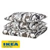 Пододеяльник 2-сп, 2 наволочки ЛУНДАСКА (ИКЕА LUNDSKAFTING) 200x200/50x70, белый/темно-коричневый, перкаль KL-37990487. Интернет магазин Гранд Багаж 
