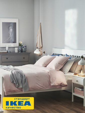 Еврокомплект постельного белья из 100% хлопка ViGrand ПАЛЬМЕ (аналог IKEA БЕРГПАЛМ) 200x200/50x70. Светло-розовый. Интернет магазин Гранд Багаж 