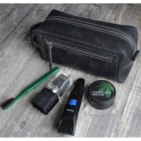 Кожаная дорожная косметичка-несессер Apache черный Н-1-А