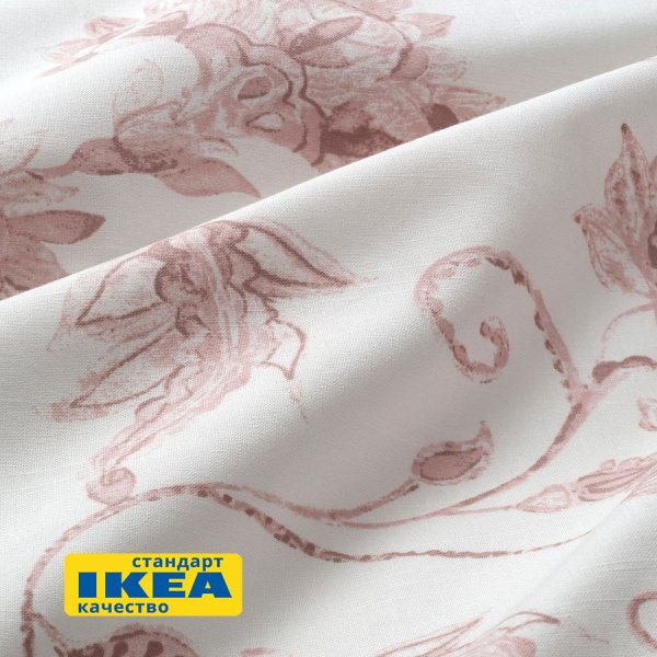 Наволочки 2 шт БЛОМА (ИКЕА КЮССБЛОММА) 50х70 с ушками, цветочный орнамент/розовый, бязь KL-53694021. Интернет магазин Гранд Багаж 