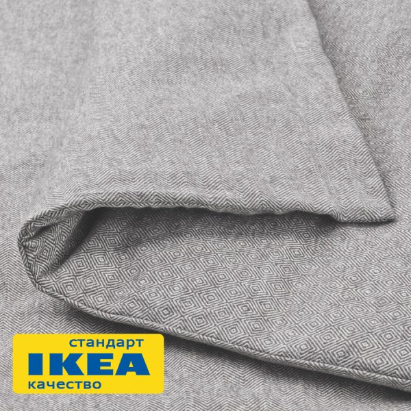 Пододеяльник 2-сп., 2 наволочки ВАКУРОС (ИКЕА ВЕСТКУСТРОС) 200x200/50x70, серо-белый, фланель KL-10500605. Интернет магазин Гранд Багаж 