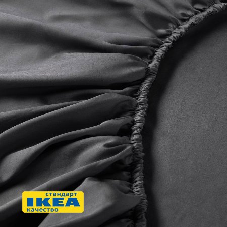 Простыня на резинке 140х200, темно-серая ViGrand НАТЕСМИО, аналог IKEA НАТТЭСМИН