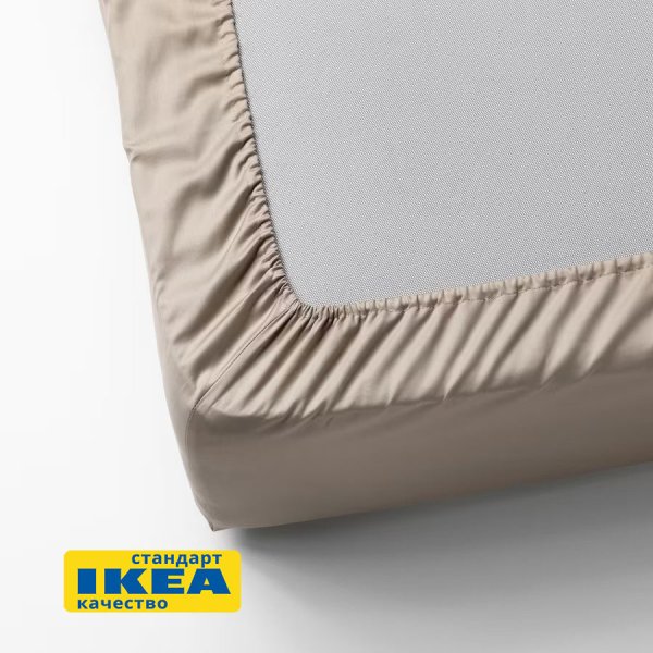 Простыня на резинке 180х200, светло-бежевая ViGrand НАТЕСМИО, аналог IKEA НАТТЭСМИН