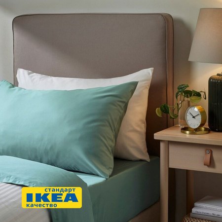 Простыня прямая НАТЕСМИО (ИКЕА НАТТЭСМИН) 240x260, серо-бирюзовый, сатин, лиоцелл KL-50102014. Интернет магазин Гранд Багаж 