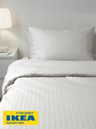 Наволочка 50x70, белая, страйп сатин ViGrand НАТЕСМИО (ИКЕА НАТТЭСМИН) KL-90343684