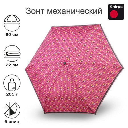 Зонт Knirps механический X.050 Rookie Manual TRIPLE PINK 95 6050 8540