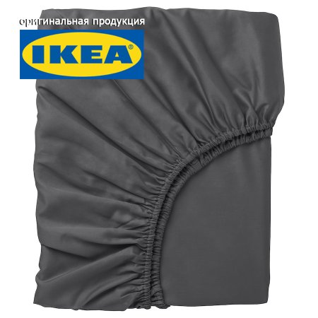 Простыня на резинке IKEA НАТТЭСМИН 80х200, темно-серый, сатин, лиоцелл IK-10442682