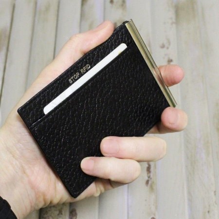 Зажим для денег из натуральной кожи ОК-PS/черный STOP RFID. Интернет магазин Гранд Багаж