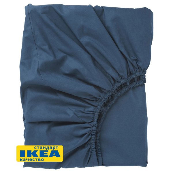Простыня на резинке УЛЬВИДОРО (ИКЕА УЛЛЬВИДЕ) 180x200, темно-синий, поплин KL-70351155