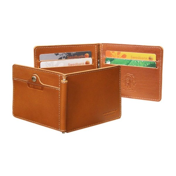 Зажим для денег мужской из натуральной кожи ОК-S/рыжий STOP RFID. Интернет магазин Гранд Багаж