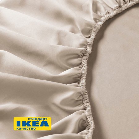 Простыня на резинке 140х200, сатин, светло-бежевая ViGrand НАТЕСМИО