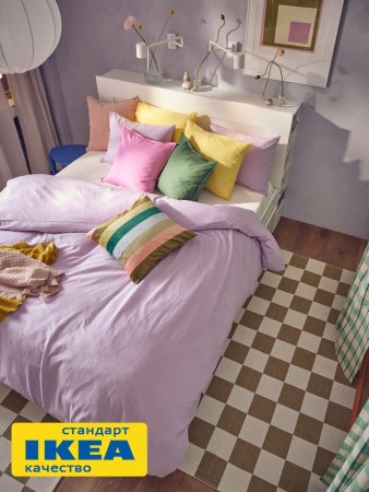 Пододеяльник 2-сп., 2 наволочки НАТЕВИЯ (ИКЕА NATTSVÄRMARE) 200x200/50x70, сиреневый, бязь KL-27331103. Интернет магазин Гранд Багаж 