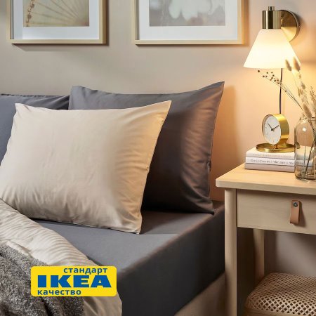 Простыня на резинке 140х200, темно-серая ViGrand НАТЕСМИО, аналог IKEA НАТТЭСМИН