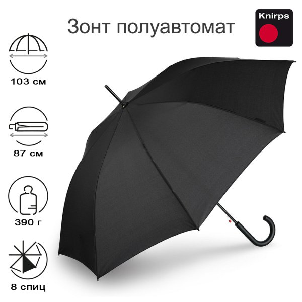 Зонт-трость Knirps полуавтомат A.760 Stick Automatic BLACK 96 7761 1000