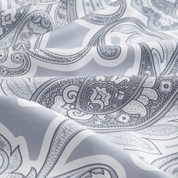 Пододеяльник 1,5-сп., наволочка с ушками ПЕРСЕЯ (ИКЕА ПЕРСИЯ) 150x200/50x70, серый/восточный принт, сатин, лиоцелл KL-77738948. Интернет магазин Гранд Багаж 