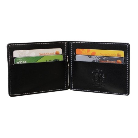 Зажим для денег из натуральной кожи ОК-S/черный STOP RFID. Интернет магазин Гранд Багаж