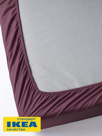 Простыня на резинке УЛЬВИДОРО (ИКЕА УЛЛЬВИДЕ) 160x200, бордовый, поплин KL-40512580. Интернет магазин Гранд Багаж 