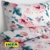 Пододеяльник 2-сп., 2 наволочки ПЛАТАН (ИКЕА ПЛАТТМАЛ) 200x200/50x70, цветочный орнамент/белый, сатин KL-50519759