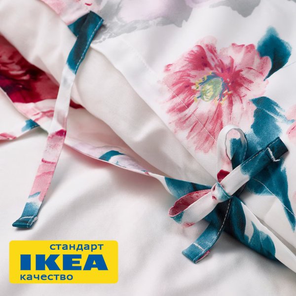 Пододеяльник евро макси, 2 наволочки ПЛАТАН (ИКЕА ПЛАТТМАЛ) 220x240/50x70, цветочный орнамент/белый, сатин KL-41440107. Интернет магазин Гранд Багаж  Пододеяльник евро макси, 2 наволочки ПЛАТАН (ИКЕА ПЛАТТМАЛ) 220x240/50x70, цветочный орнамент/белый, сатин KL-41440107. Интернет магазин Гранд Багаж