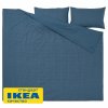 Пододеяльник 2-сп, 2 наволочки ДОРОТЕЯ (ИКЕА DOFTAKLEJA) 200x200/50x70, темно-синий в светло-бежевую полоску/клетку KL-47838946