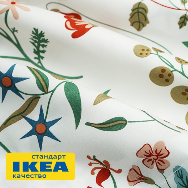 Простыня на резинке ГЛОРИЯ (ИКЕА ГУЭЛДЭР) 160x200, цветочный принт, сатин KL-50336964. Интернет магазин Гранд Багаж 